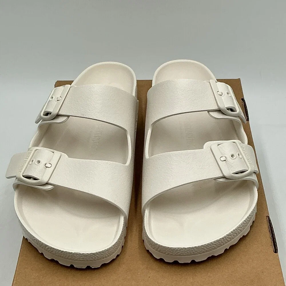 Birkenstock Arizona Sandals Unisex EU 41 White Adjustable Strap Slip-On Eby4457